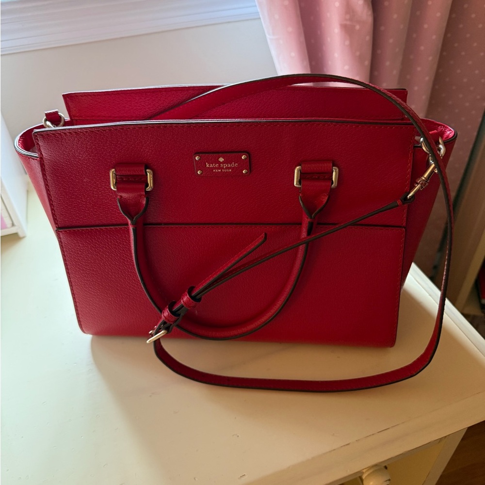 Kate Spade Red Leather Tote Bag